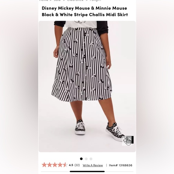 Disney Mickey & Minnie Black & White Stripe Challis Midi Skirt (Plus Size/NWT) - Picture 7 of 7